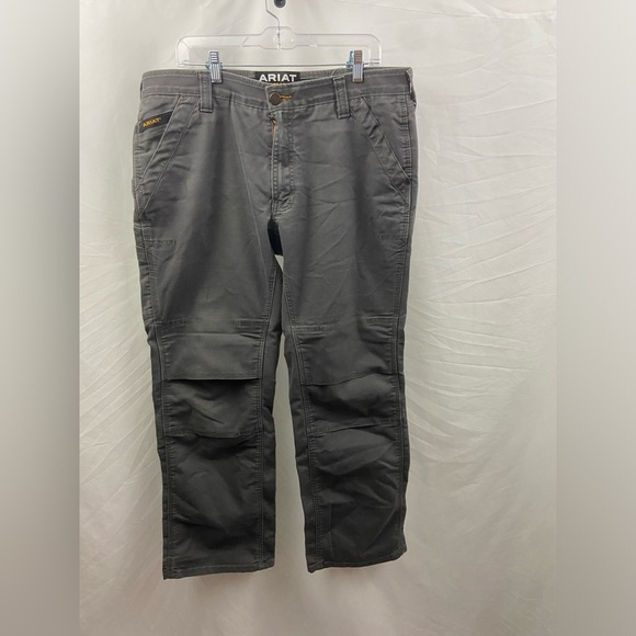 Ariat Mens Rebar M4 Low Rise Boot Gray Canvas 36x34 Jeans Canvas Denim - Picture 1 of 14